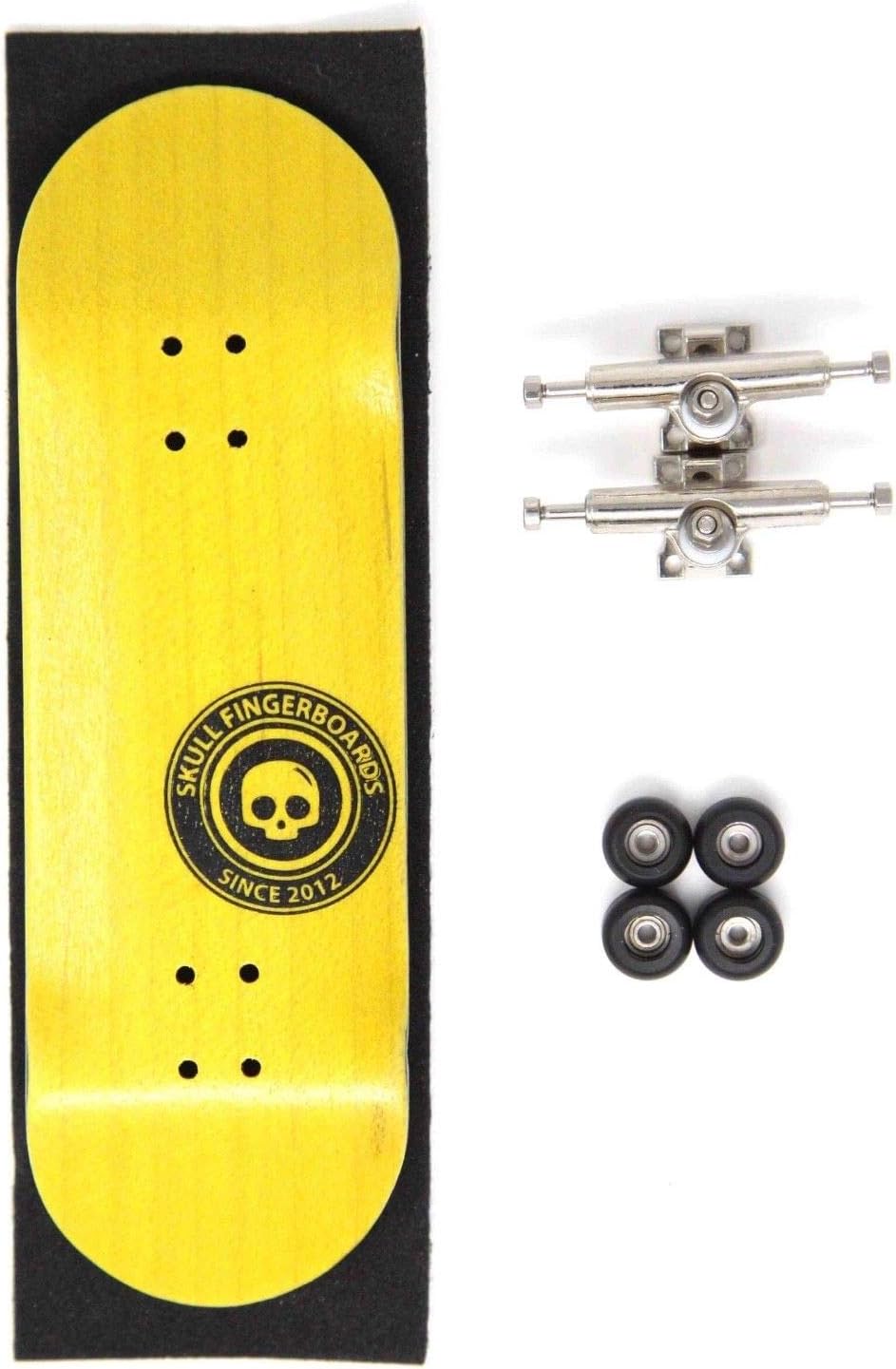 Skull Fingerboards Mini Logo Yellow 30mm Complete Professional Wooden Fingerboard Mini Skateboard 5 PLY with CNC Bearing Wheels