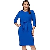 Adrianna Papell Knit Crepe Tie Waist Sheath, Blue Mist,