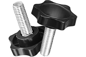 msiori 2 Pack Black 8mm(M8) x 20mm Thread Replacement Star Hand Knob Tightening Screw, Screw-On Clamping Star Knob Handle (M8 x 20mm)