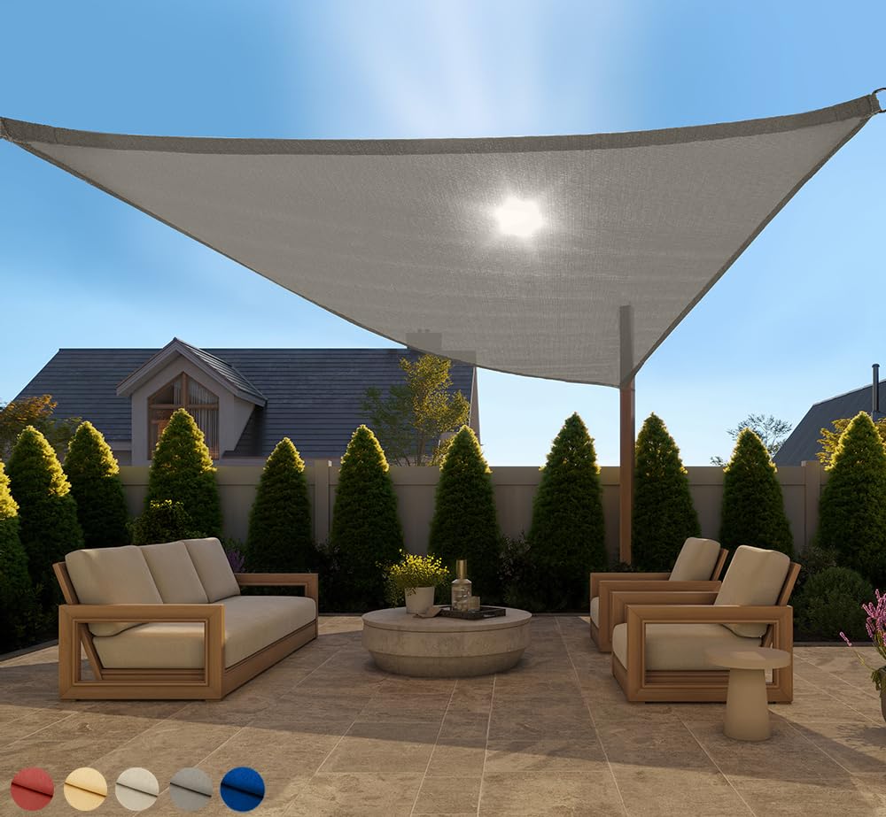 GORILLA GRIP Heavy Duty Sun Shade, UV Protection Fade Tear and Rust Resistant Rectangle Sunshade Canopy, Curved Edges Blocks Sunlight, Breathable Sail, Outdoor Patio, Lawn Garden 10x10 FT Gray Image