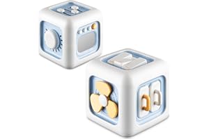 BLF FUN Airplane Toys for Toddlers 1-3, Activity Cube for 6-12 Months, Sensory Toys Busy Board for 12-18 Months, Travel Cube for 1 Year Old Boys, Christmas Birthday Gifts for 1 Year Old Boys Girls, Blue