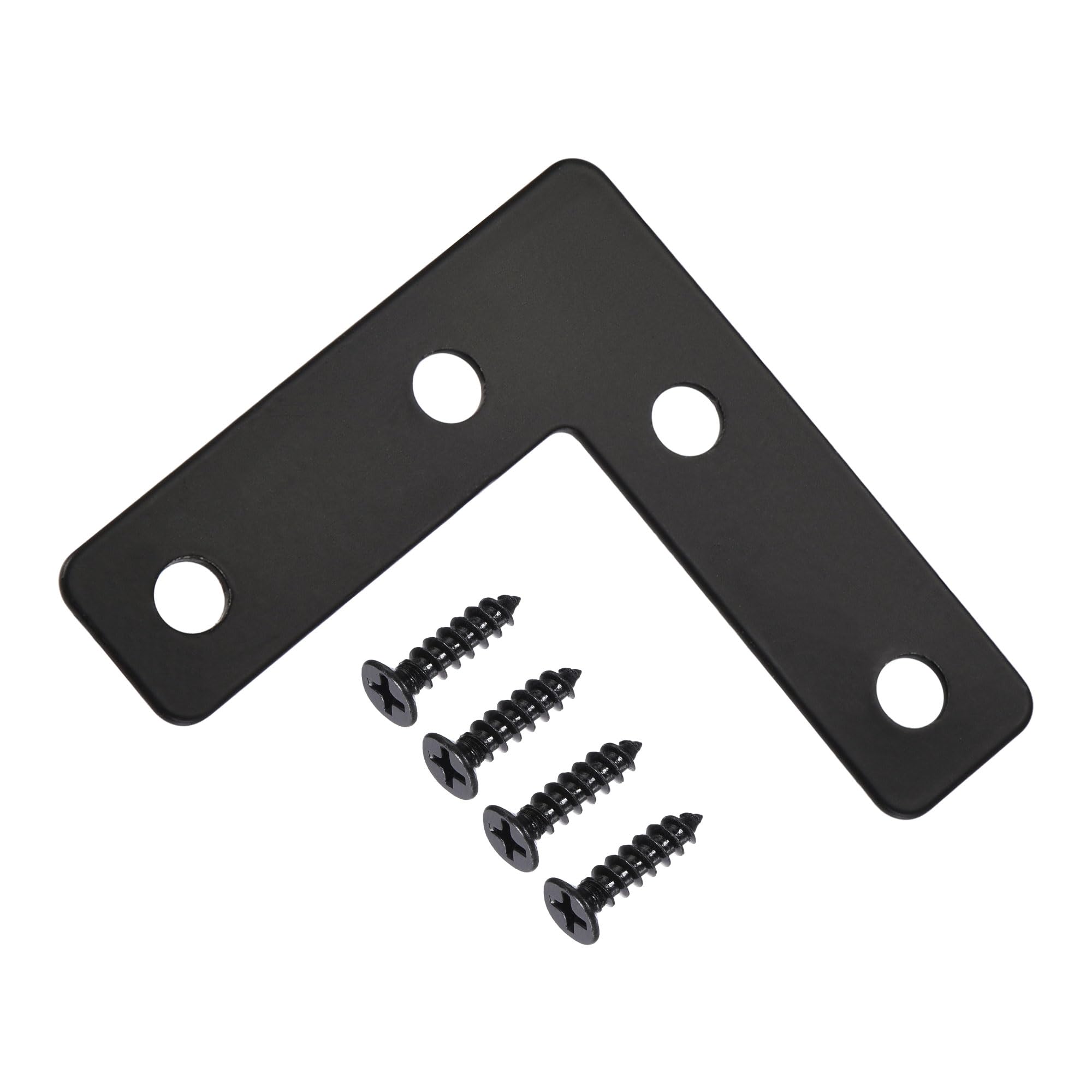 sourcing map L Shape Brace 50mmx50mm Mending Repairing Flat Brackets for Joint Fastener with Screws Black 12Pcs