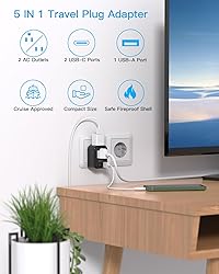 HANYCONY Type F Travel Plug Adapter, Germany France