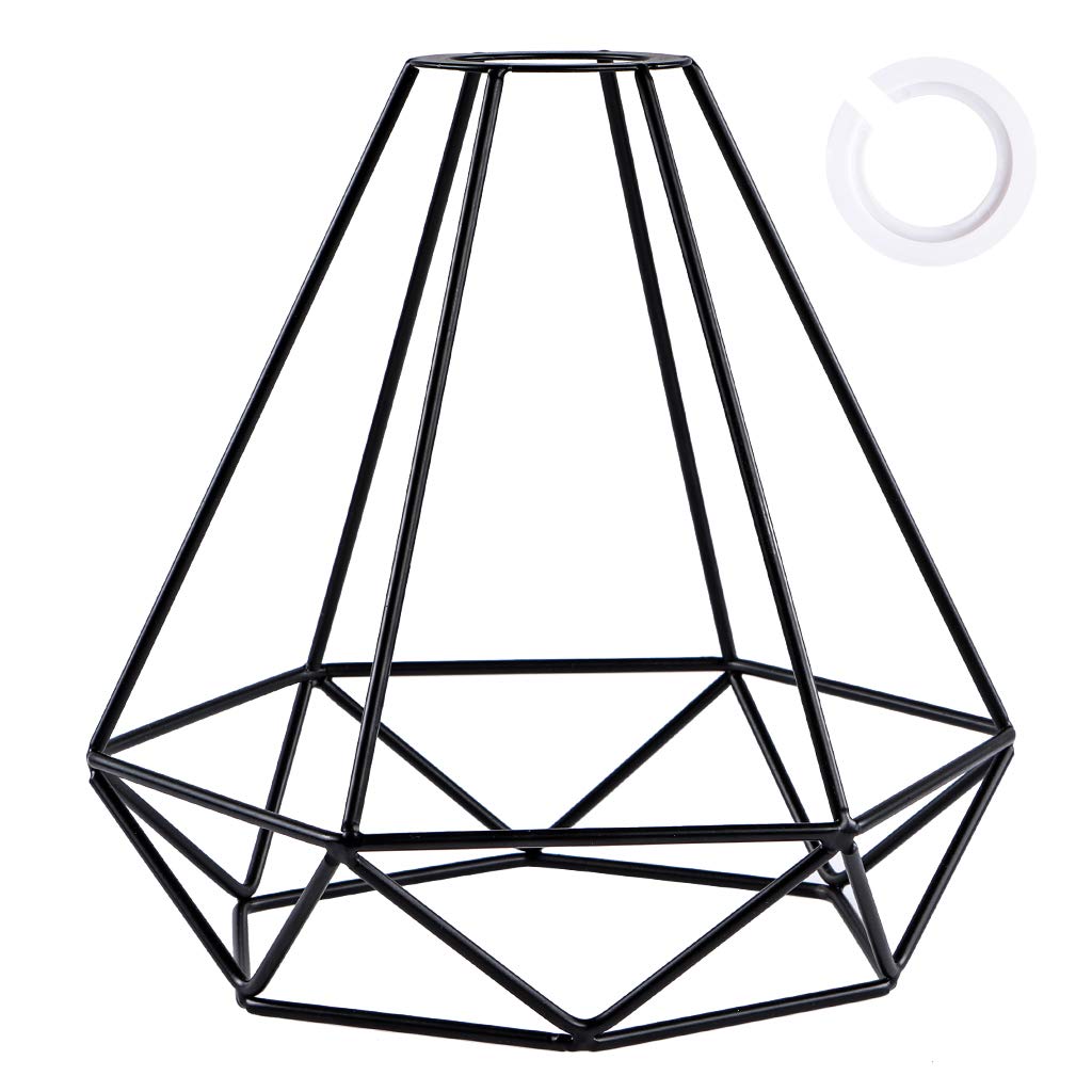 Skelang Metal Lamp Shades, Wire Cage Light Shade, Lip-Less Light Cover, Replacement for Pendant Light, Wall Sconce, Black