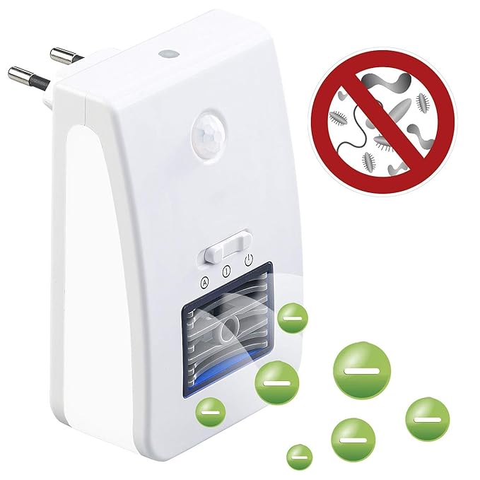 newgen medicals Ozongenerator: 2in1-Ionisator-Luftreiniger & Nachtlicht, PIR- & Lichtsensor, bis 20m² (Nachtlicht Bewegungsme