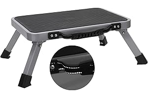 YLEBS KeFanta Metal Step Stool,Portable Foot Stool with Reflective Handle,Foldable Non Slip 330lbs Capacity 1 Stepping Stools for Bed Office RV Adult Use