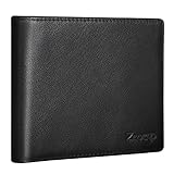 RFID Blocking Leather Wallet for Men, Ztotop Slim Credit Card Protector Bifold Wallet with 2 ID Window, Multi Card Extra Capacity Travel Money Clip( Black )