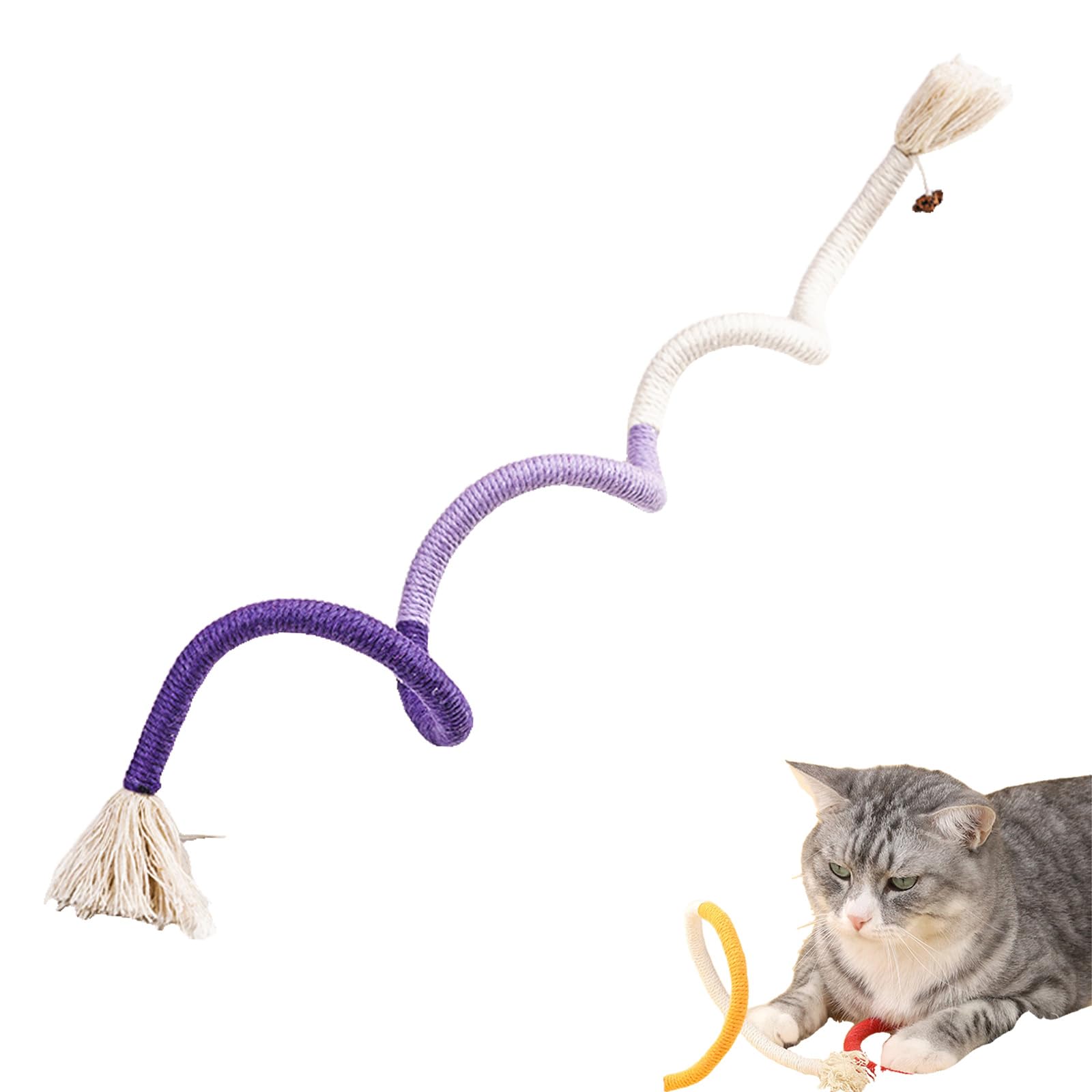 RELONGGI 70cm Cat Rope Toy with Catnip & Silvervine - Interactive Dental Chew Toy for Teeth Cleaning - Cotton Cat Toy for Cats & Kittens (Purple, 1-Pack)