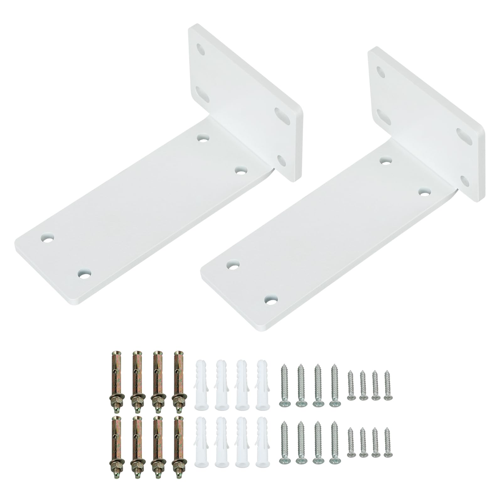 Mooche 2PCS White Shelf Brackets, Heavy Duty Floating Shelf Bracket, Scaffold Board Shelf Brackets 5inch/12.7cm, 90 Degree Metal L Bracket for Shelves Support Wall Hanging