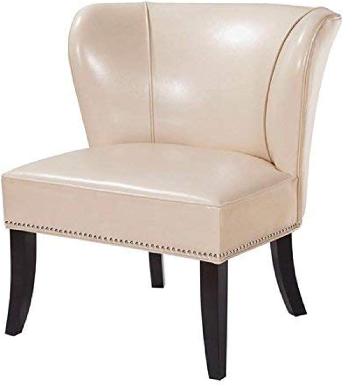 Madison Park Hilton Accent Chairs - Hardwood, Plywood, Wing Back, Deep Seat-Bedroom Lounge Modern Classic Style Living Room Sofa Furniture, Ivory