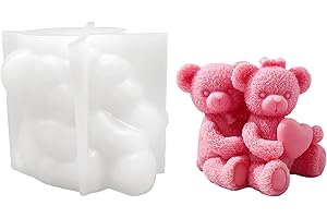 PEVOGON Bear Candle Mold for Candle Making, 3D Valentine's Day Silicone Mold for Resin Casting DIY Plaster Polymer Clay Home Decoration (Couple Bear)
