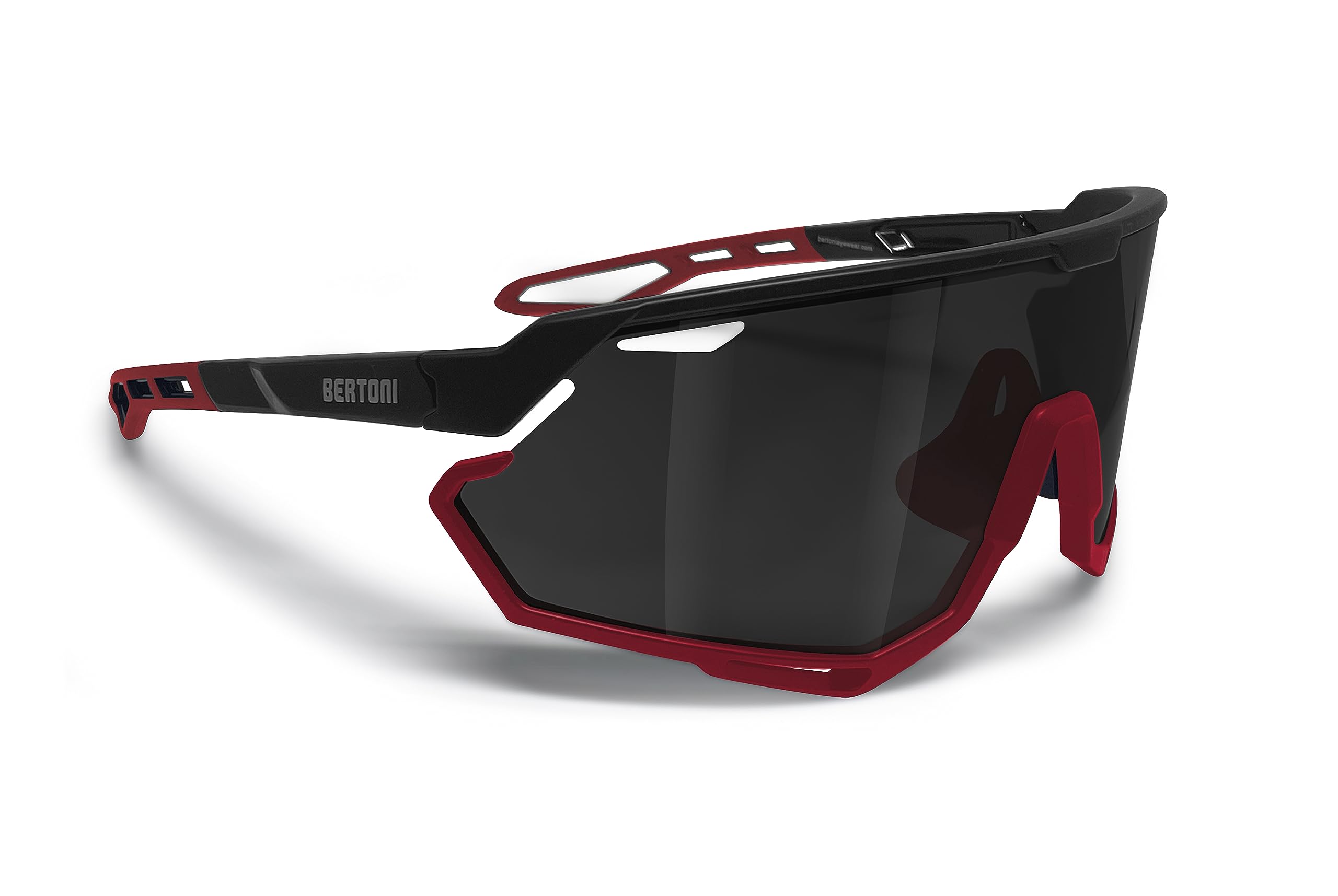 BERTONI Sport Cycling MTB Running Sunglasses for Men Women in TR90 100% UV Block mod. ALPHA (Matt Black/Matt Red – Silver Mirror Lens)