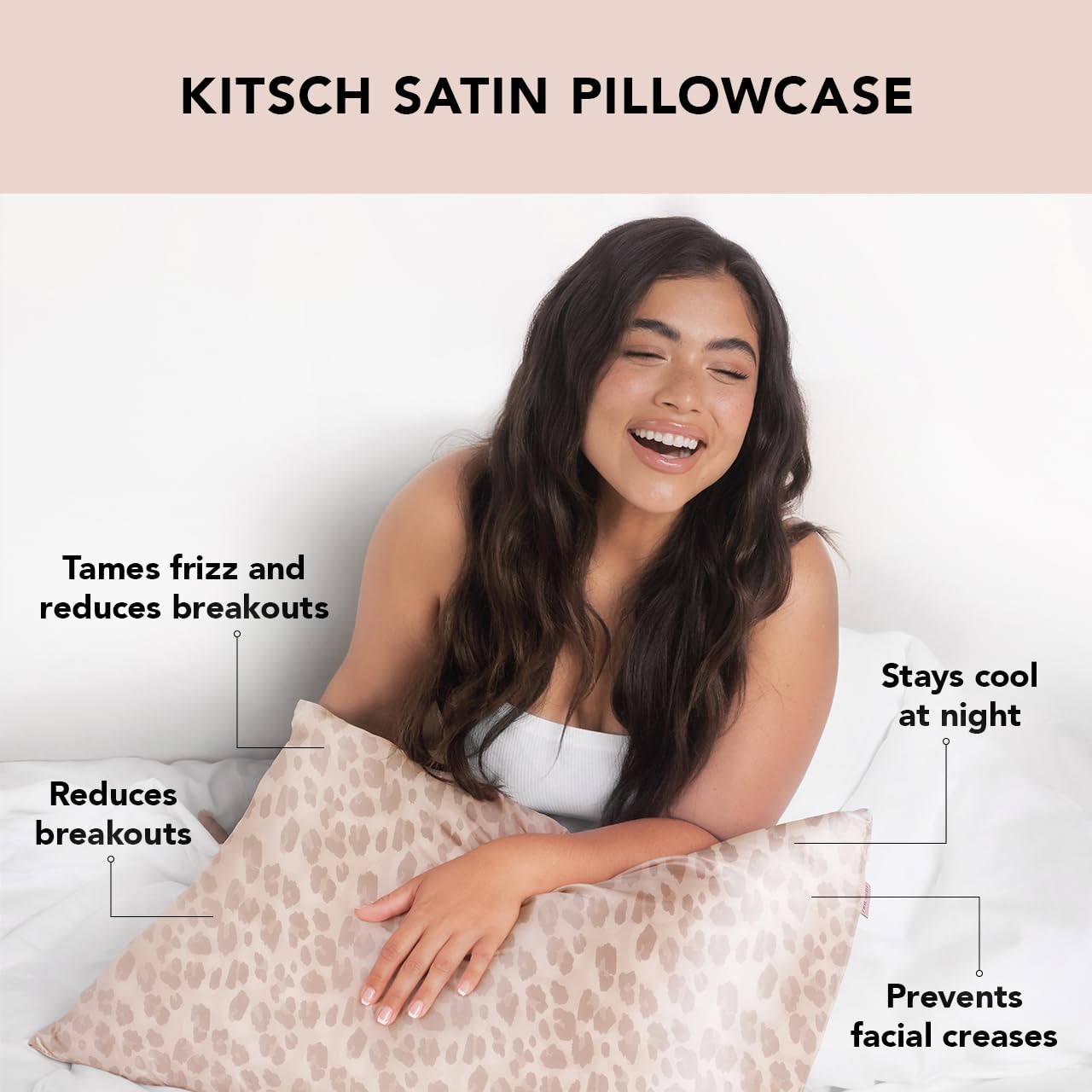 Kitsch Satin Pillowcase with Zipper for Hair & Skin, Softer Than Silk Pillow Cases Queen, Wrinkle-Free, Smooth and Cooling Satin Pillow Covers, Standard Size 19"x26", Leopard - Image 3