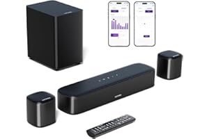 ULTIMEA 5.1ch Sound Bar with Subwoofer, Home Theater Virtual Surround Sound System for TV, Soundbar with App Control, 2 Surround Speakers, Opt/AUX, Peak Power 250W, Aura A30