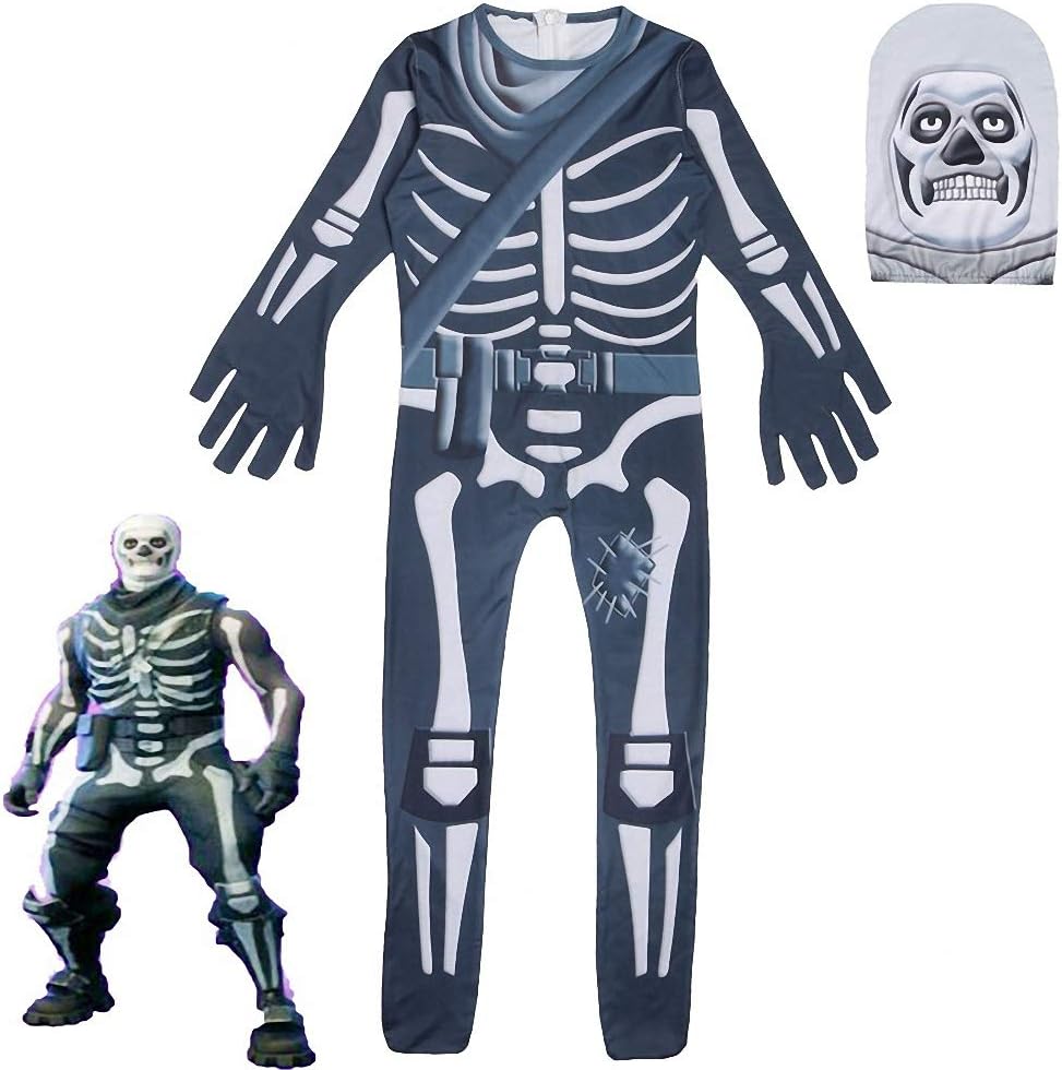 Kids Children Game Cosplay Costume 3D Printing Skin Skull Trooper Zentai Bodysuit Suit Jumpsuits Mask Halloween