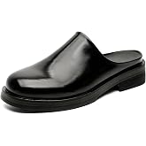 Men's Patent Leather Slip-On Mules &amp; Clogs Comfortable Breathable Backless Loafers Casual Soft Sole Potato Shoes House Slippers