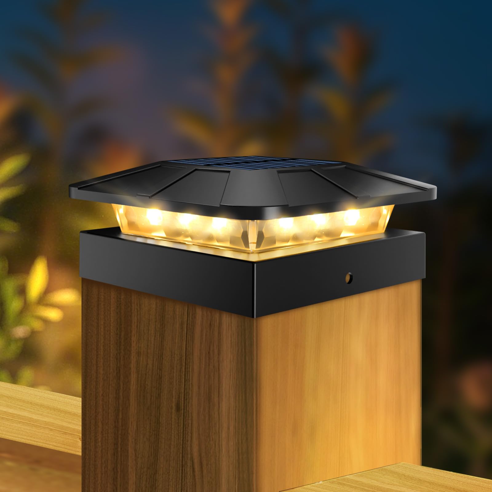 Peasur 4x4in Solar Post Cap Lights Outdoor with 3