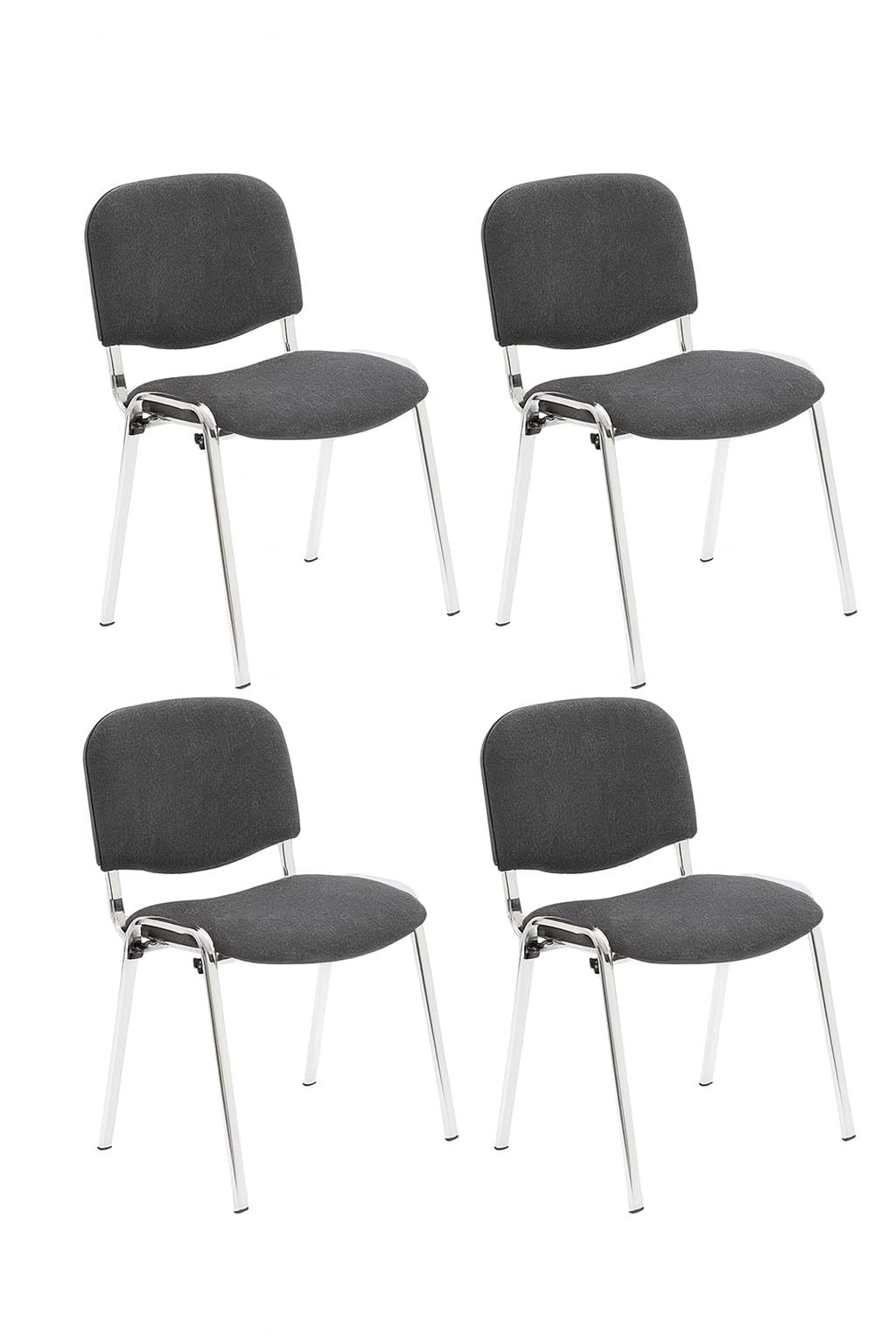 Office Hippo Heavy Duty Meeting Chair, Versatile & Robust Stackable Reception Chair, Office or Conference Chair With Strong Frame & Padded Durable Seat, Up To 115kg Weight - Charcoal/Chrome, 4 Pack