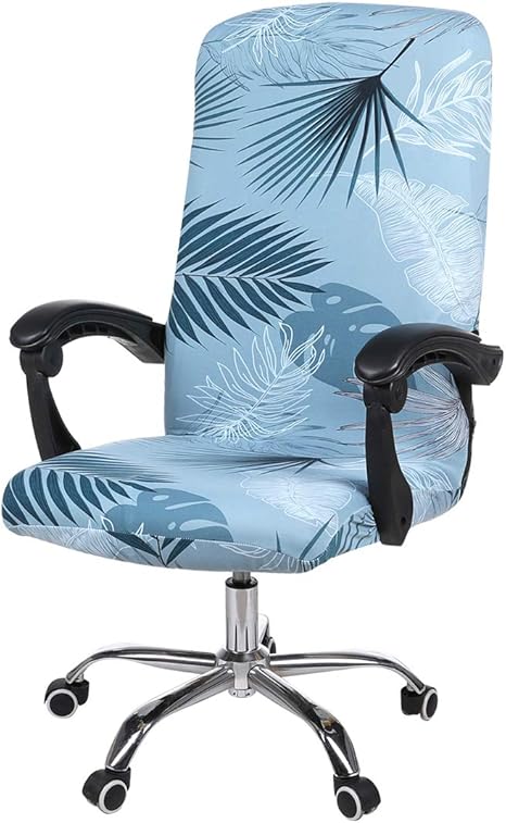 Amazon Com Smiry Stretch Printed Computer Office Chair Covers Soft Fit Universal Desk Rotating Chair Slipcovers Removable Washable Anti Dust Spandex Chair Protector Cover With Zipper Blue Kitchen Dining