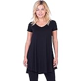 Popana Womens Short Sleeve Summer Tunic Tops to Wear with Leggings Loose Fit Plus Size