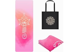 JOOEER Foldable Yoga Mat, Non-slip Suede Fitness Mat With Carry Bag for Hot Yoga, Exercise, Pilates, 1.5mm Thick Lightweight 