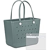 Chokoter Beach Bag, Waterproof Beach Tote, Rubber XL Tote Bag, Washable and Durable Open Handbag for Boat Pool Sports