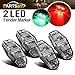 Partsam 4Pcs Universal Mini Red/Green Led Clearance and Side Marker Trailer Lights 2 Diodes Clear Lens Fender Surface Mount, Boat Marine Led Courtesy Lights Identification RV Led Marker Lights 12V