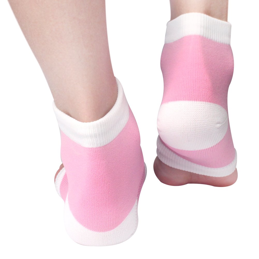 Moisturizing Gel Heel Socks For Men and Women - Open Toe Soft Silicon Sock for Dry Cracked Feet and Pain Relief (Pink)