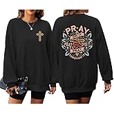 Pairxily Christian Crewneck Sweatshirts for Women Pray Bible Verse Pullover Faith Religious Cross Graphic Long Sleeve Shirts