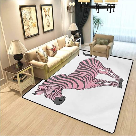 Pink Zebra Interior Modern Children's Rug Naturalistic Baby