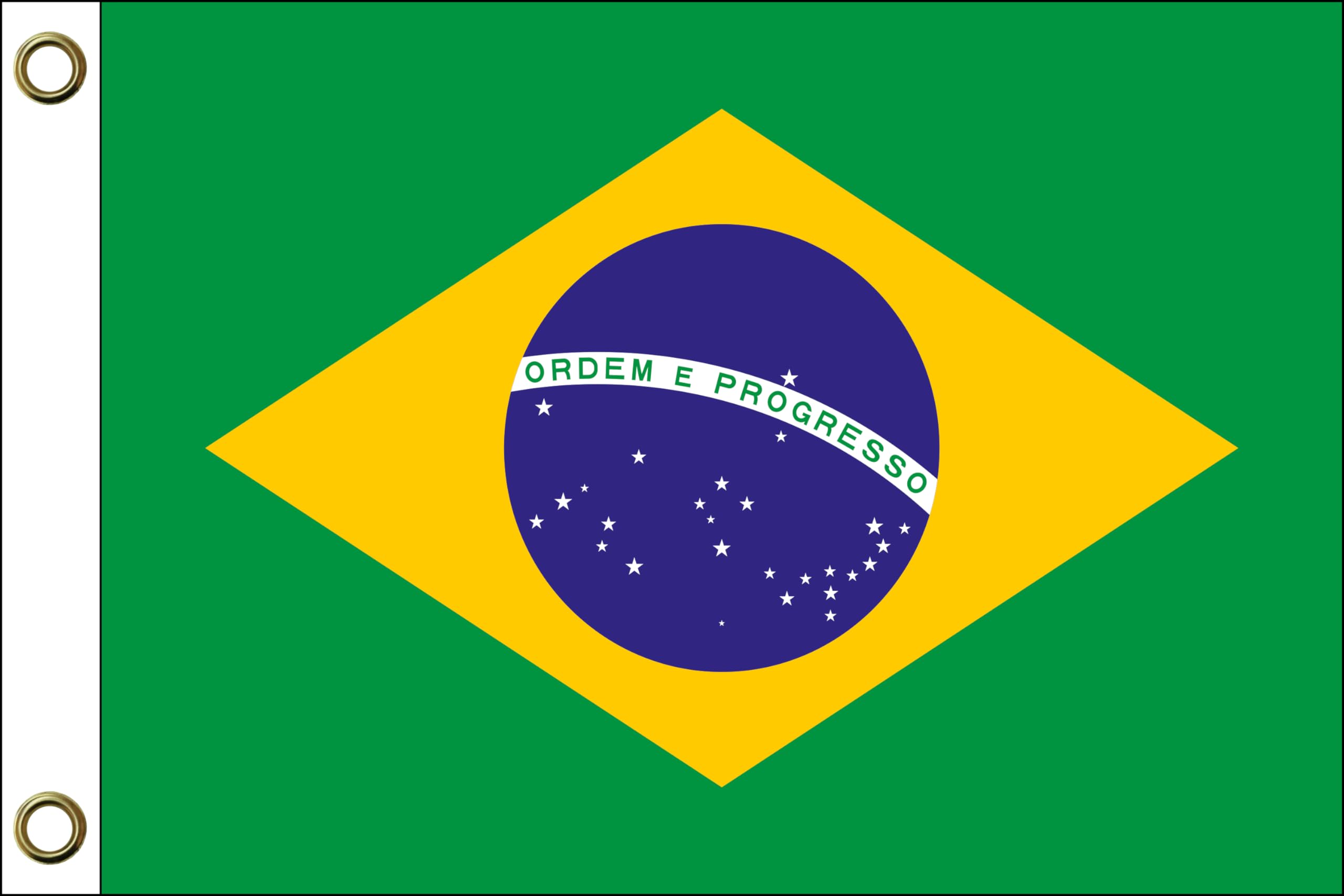 Brazil Flag, 150 cm x 90 cm / 90 x 150 cm, Weatherproof and Durable, Polyester with Two Eyelets