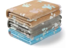 Luciphia Dog Blanket 1 Pack 3 Blankets Fluffy Premium Fleece Pet Blanket Flannel Paw Printed Throw for Dog Cat (Large 41x31''