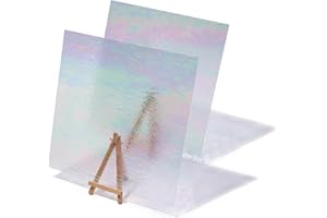 Lanyani 12x12 inch Stained Glass Sheets Transparent Cathedral Art Glass for Stained Glass Projects Mosaic Crafts,2 Sheets of Iridescent Clear