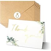Blopee Wedding Thank You Cards with Envelopes, 20 Pack Sage Green Bridal Shower Thank You Cards Bulk with Stickers, 4X6 Inch Blank Thank You Wedding Cards with Envelopes