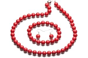 lureme® Fashion Style Pearl Elastic Necklace Bracelet Dangle Earring Set(09000649)