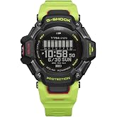 Casio Men's G-Shock Move GBD-H2000 Series, Multisport (Run, Bike, Swim, Gym Workout), GPS + Heart Rate Watch, Quartz Solar Assisted Black Watch with Volt Yellow Resin Strap
