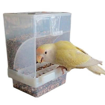 nbhbj Automatic Bird Feeder, No-Mess Bird Feeder, Cage Accessories for Budgerigar Canary Cockatiel Finch Parakeet Seed Food Container