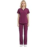 M&M SCRUBS Women's Ultra Soft Drop-Neck 2 Pocket Scrub Set