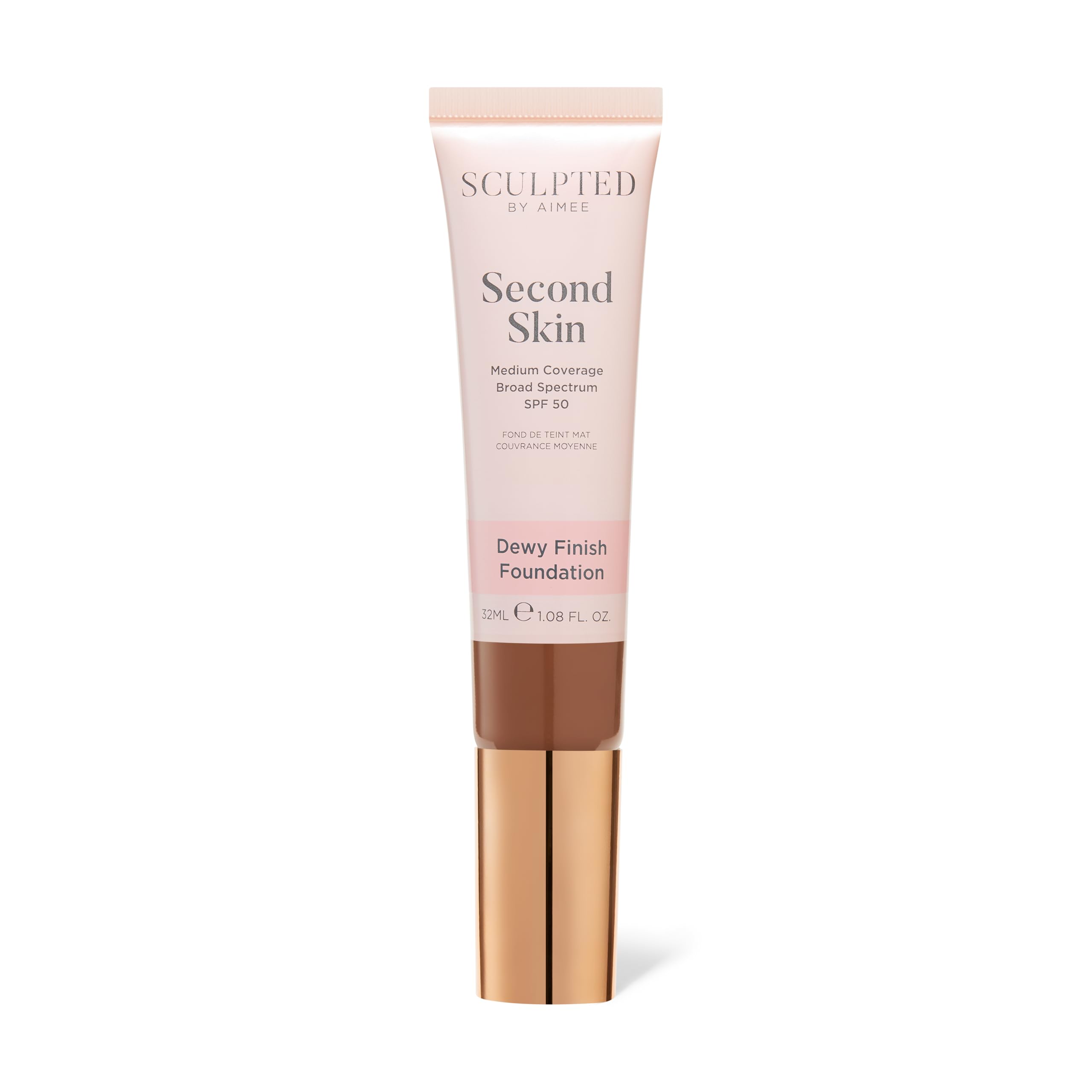 Second Skin Dewy Liquid Face Foundation from Sculpted by Aimee - 32ml Buildable, Medium Coverage Foundation with Dewy Finish, Hyaluronic Acid, Collagen Boosting Formula, SPF 50, (Rich Deep 6.8)