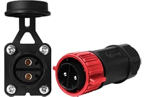 NOVINO Trolling Motor Plug Receptacle Set, 12V/24V/ 36V/48V Plug for Trolling Motor/Down Rigger/Fishing Reel,Waterproof Marine Boat DC Power Connector