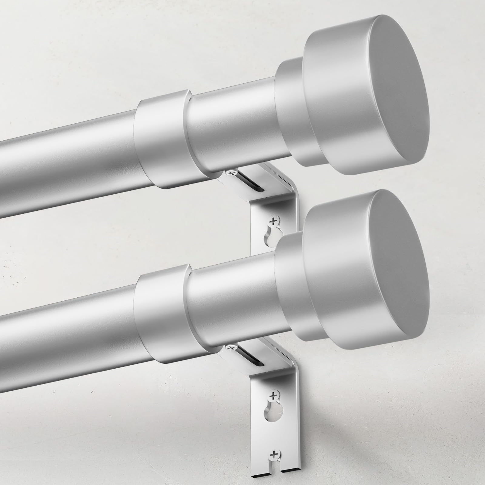 Photo 1 of IFELS Heavy Duty Curtain Rods for Windows 72 to 144 Inch, 1 Inch Silver Curtain Rods Set of 2 Pack for Outdoor Patio, Farmhouse, Bedroom, Adjustable Easy Install Modern Drapery Rod (Silver,30-150-2p)
