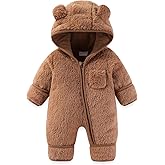 WAJMUYUCH Newborn Baby Bear Outfit Girls Boys Winter Fleece Clothes Hooded Romper Snowsuit Long Sleeve Onesie Outwear