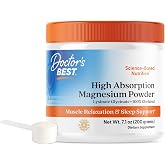 Doctor's Best Magnesium Glycinate Powder for Calm &amp; Sleep Support, 7.1 oz | Magnesium Supplement 200 mg for Men &amp; Women, 100% Chelated, High Absorption, Unflavored, Vegan, Non-GMO, Gluten Free
