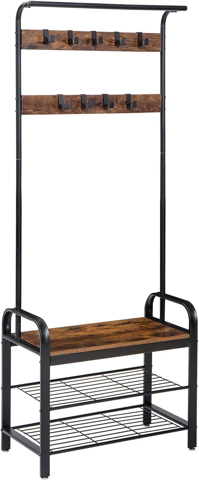 YMYNY Coat Rack Stand, Industrial Coat Tree with 9 Removable Hooks