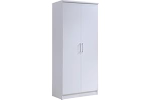 HODEDAH IMPORT Hodedah 2-Door Armoire with 4-Shelves Wardrobe, 17"D x 31.5"W x 73"H, White
