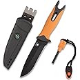 CHI SHANG Fixed blade hunting knife-Stainless Steel Blade,Fixed blade knife with sheath, Fire Starter, Sharpener, Whistle and Compass,Survival Tactical Knife for Hunting,Fishing,Camping and Bushcraft