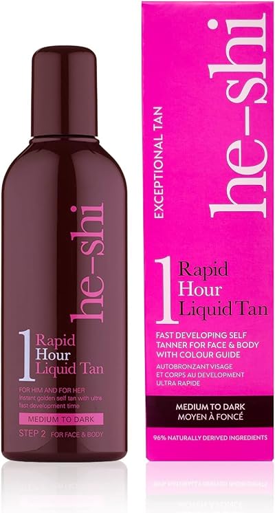 he-shi Self Tan Rapid 1 Hour Liquid Tan Express 150ml Vegan Cruelty Free