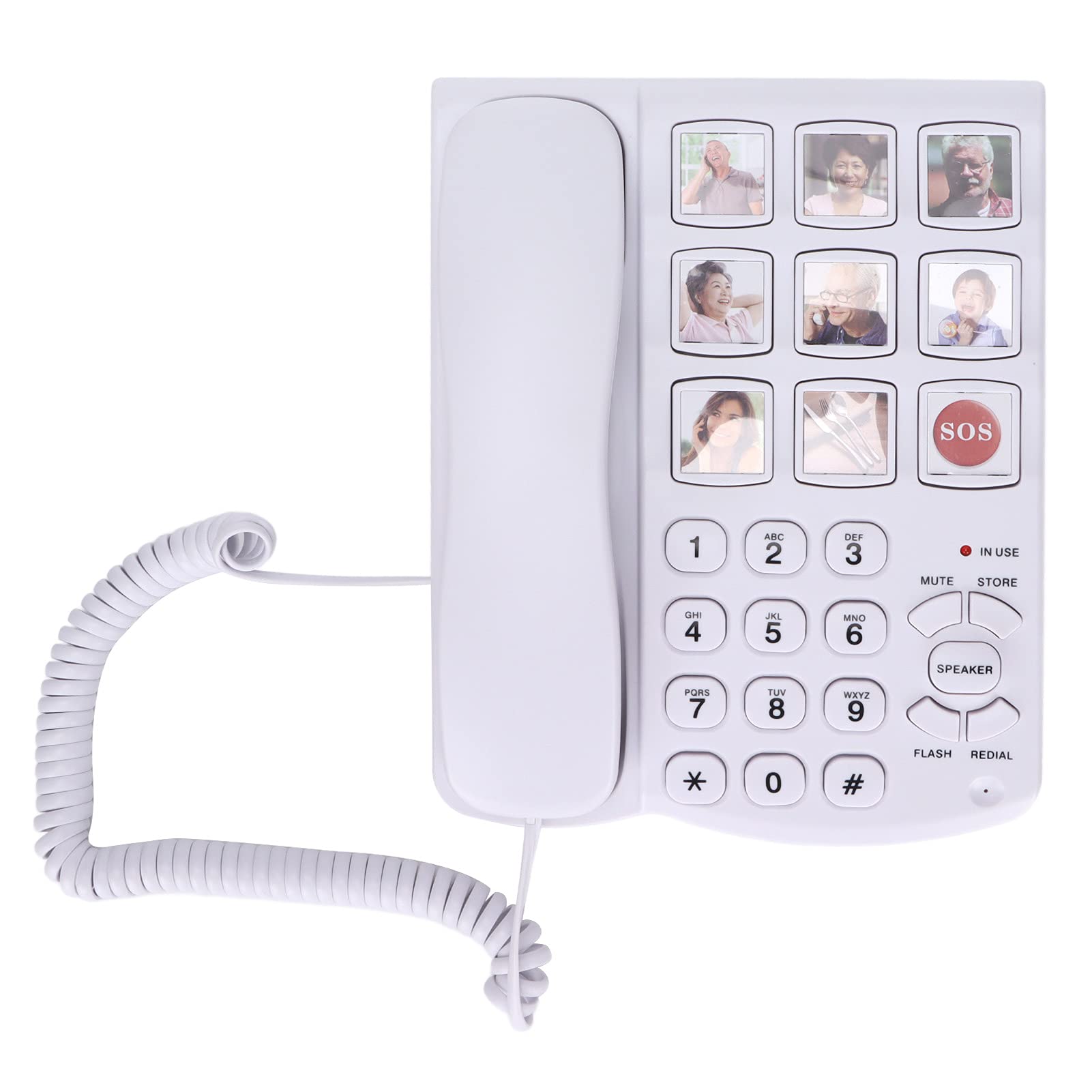 Big Button Landline Phone, White Corded Telephone, House Landline Telephone with Speed Dialing, Handsfree Speakerphone, Large Amplified for Seniors, Elderly and Dementia Sufferers