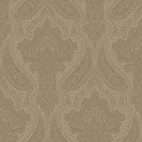 Rasch Roma Damask Pattern Traditional Classic Metallic Leaf Wallpaper (Taupe Silver 208641)