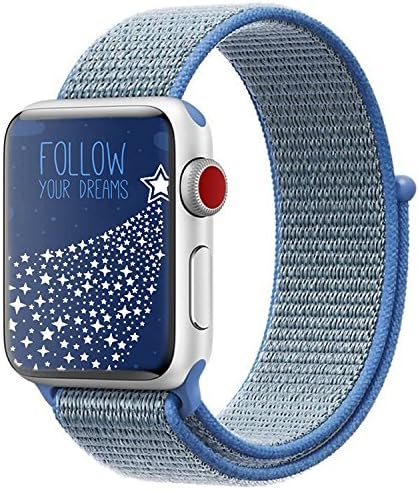 Lozer for Apple Watch Band Sport Loop 38MM, Adjustable Closure Wrist Strap Lightweight Breathable Nylon Replacement Band for Apple Watch Series 3/2/1, Sport, Edition,Nike+ Hermes (Tahoe Blue)